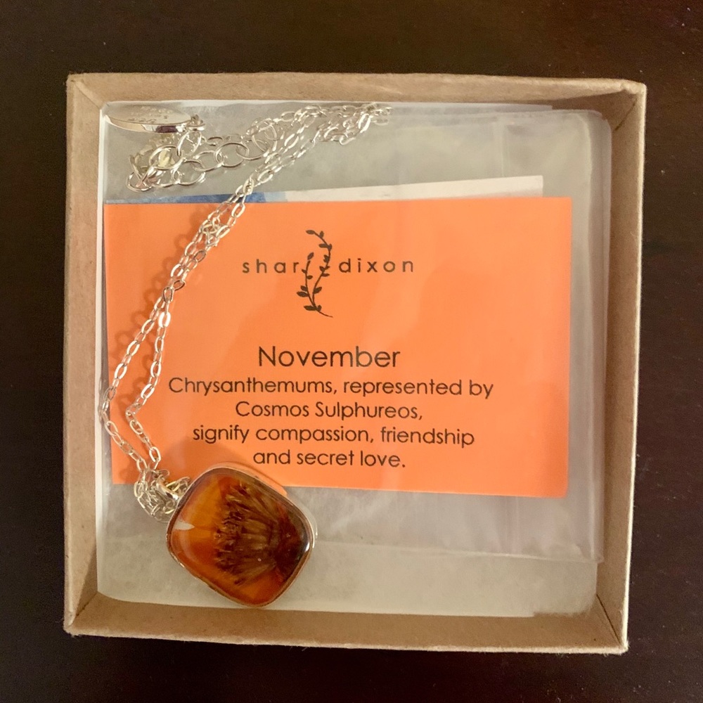 NWT Birth month Pressed Flower Pendant Necklace - Picture 2 of 7